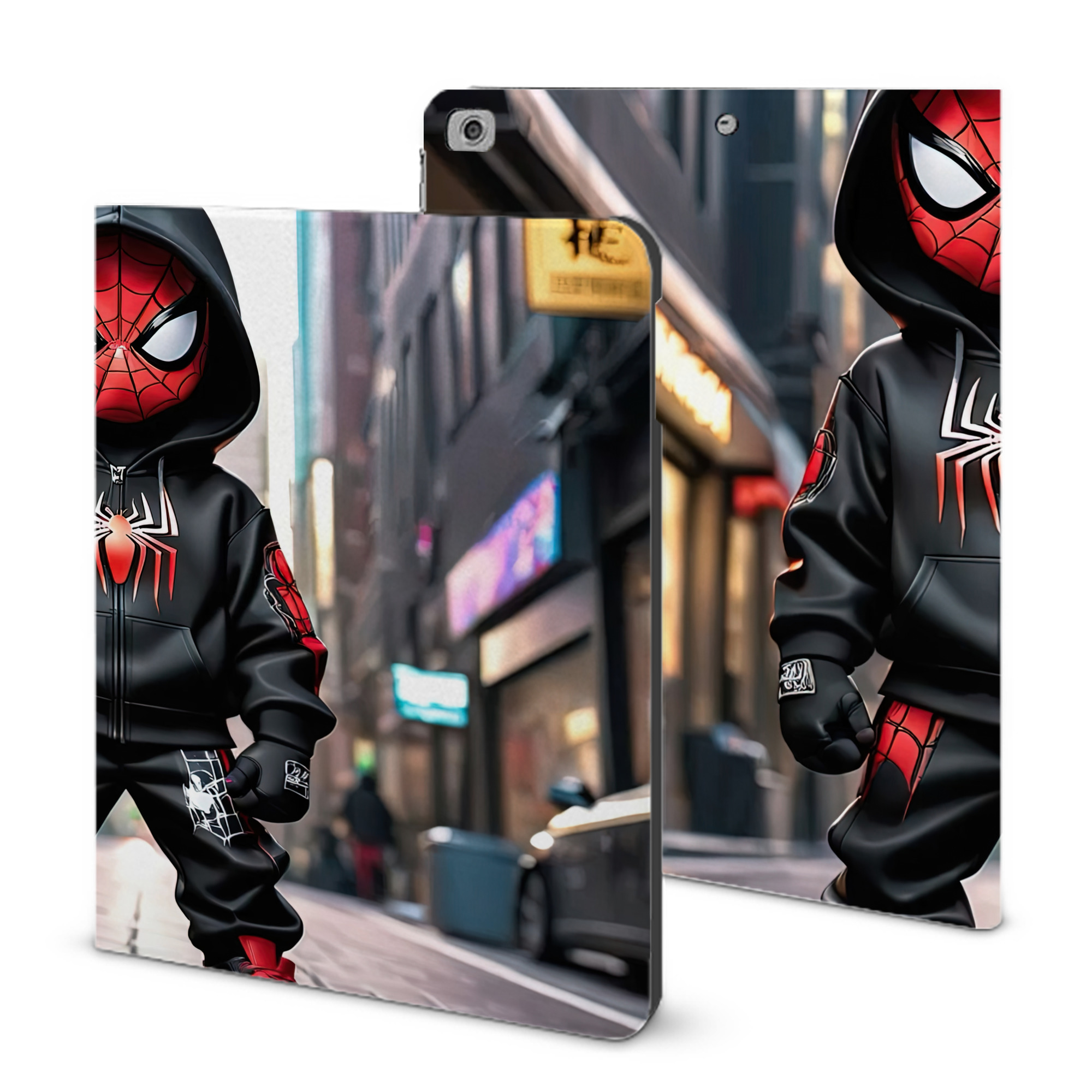 （画像用） Spider Man スパイダーマン IPad ケース ブック型 PUレザー TPU 耐衝撃 軽量 薄型 ペン収納なし 全面保護 IPad 各モデル対応